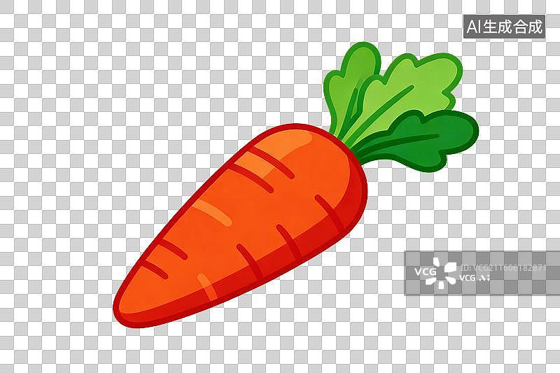 【AI数字艺术】卡通风格，一支胡萝卜PNG格式的免扣元素图片素材