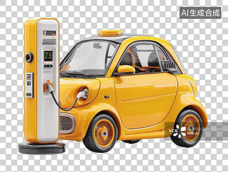 【AI数字艺术】卡通风格，正在充电的充电桩PNG格式的免扣元素图片素材