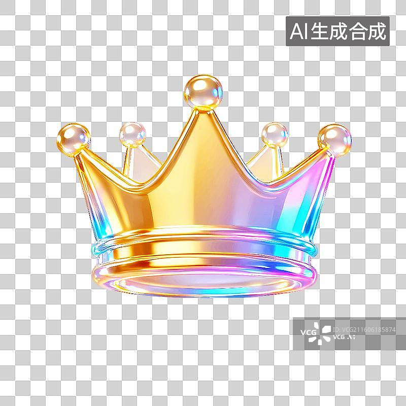 【AI数字艺术】3D皇冠王冠酸性金属升级等级图标图片素材
