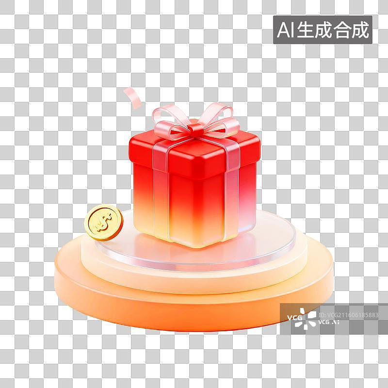 【AI数字艺术】卡通3d惊喜礼物礼盒蝴蝶结磨砂UI图标图片素材