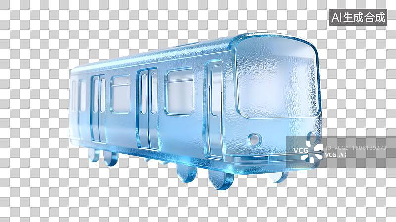 【AI数字艺术】透明蓝色公交车模型图片素材