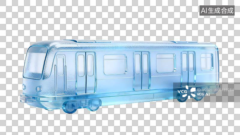 【AI数字艺术】透明蓝色公交车模型图片素材