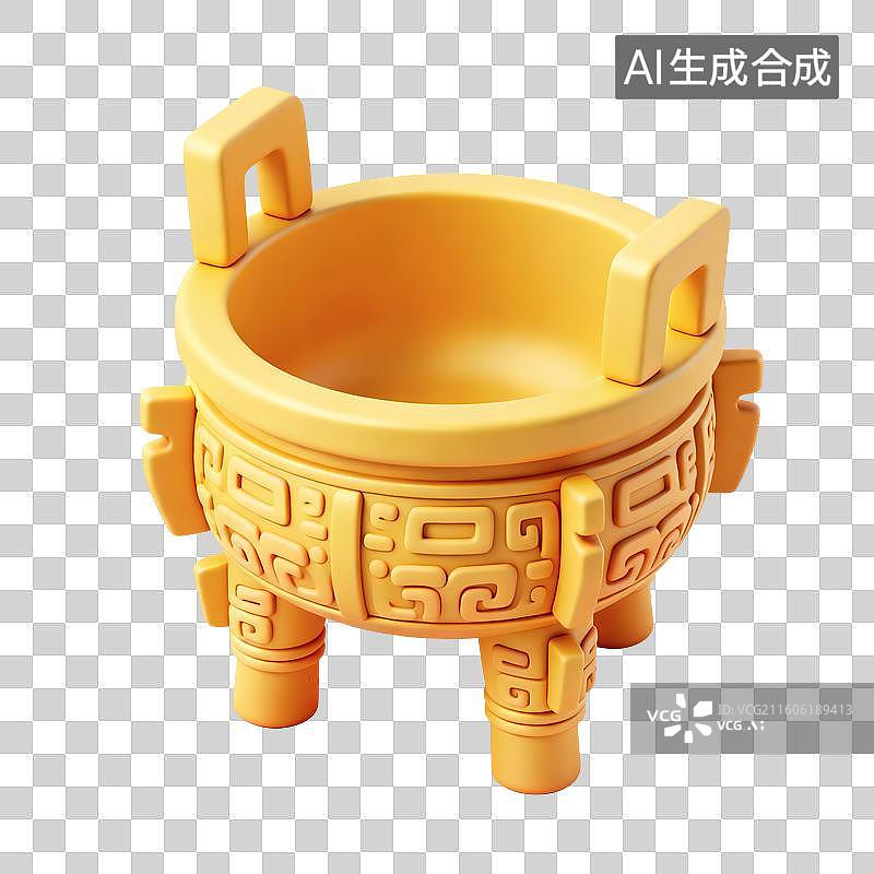 【AI数字艺术】金鼎三维插画图片素材