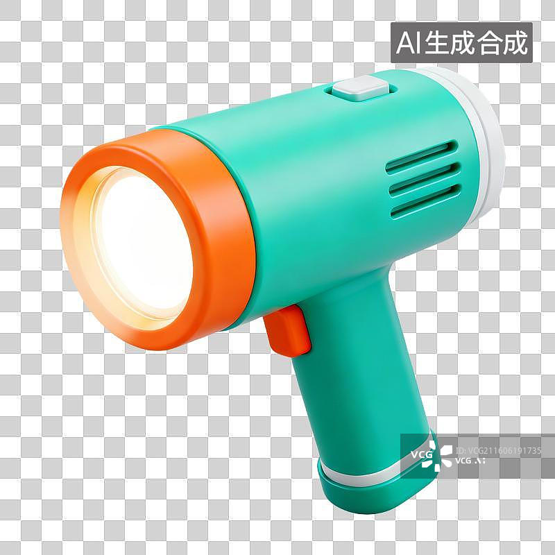 【AI数字艺术】3D拟物风格医疗器械医疗用品元素手电筒图片素材