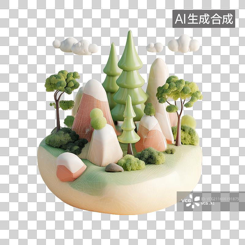 【AI数字艺术】3d迷你小岛图片素材