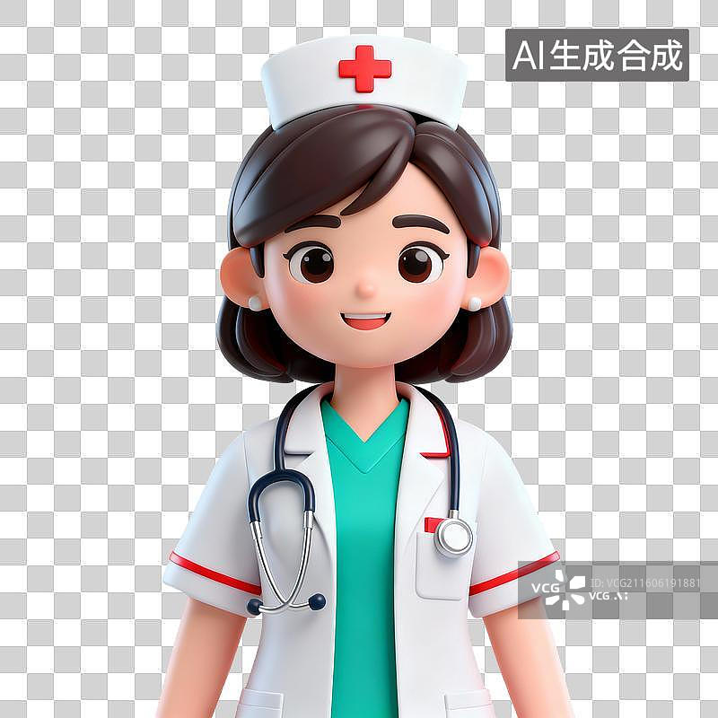 【AI数字艺术】3D拟物风格医疗器械医疗用品元素男医生 女医生护士图片素材