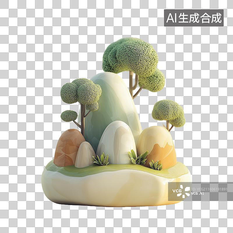 【AI数字艺术】3d迷你小岛图片素材