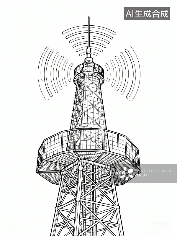 【AI数字艺术】信号发射塔稿图图片素材