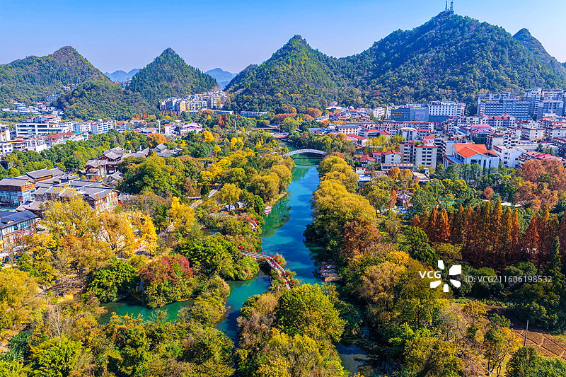 贵阳花溪十里河滩暮秋初冬色彩斑斓景色如画充满诗意与生机的地方图片素材