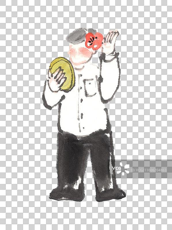 水墨画 手绘 高雅 中国画 照镜子 暧昧 爱美图片素材