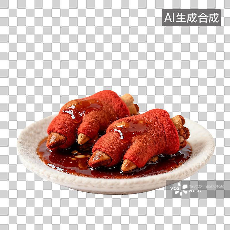 【AI数字艺术】可爱温馨毛毡风格年夜饭美食元素图片素材