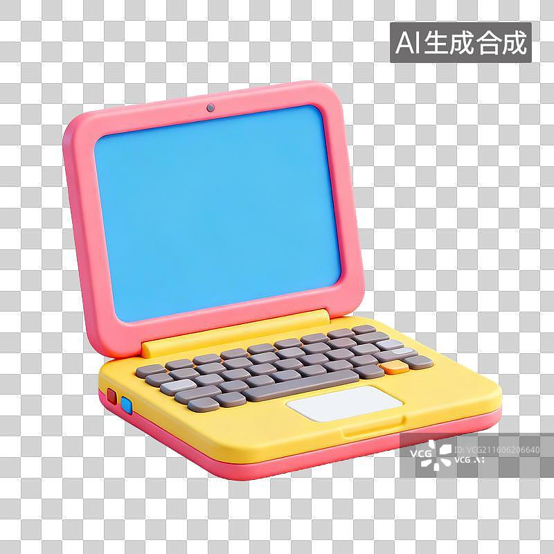 【AI数字艺术】3D拟物风格教育器具用品元素笔记本电脑图片素材
