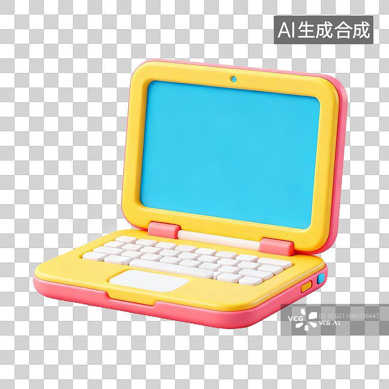 【AI数字艺术】3D拟物风格教育器具用品元素笔记本电脑图片素材