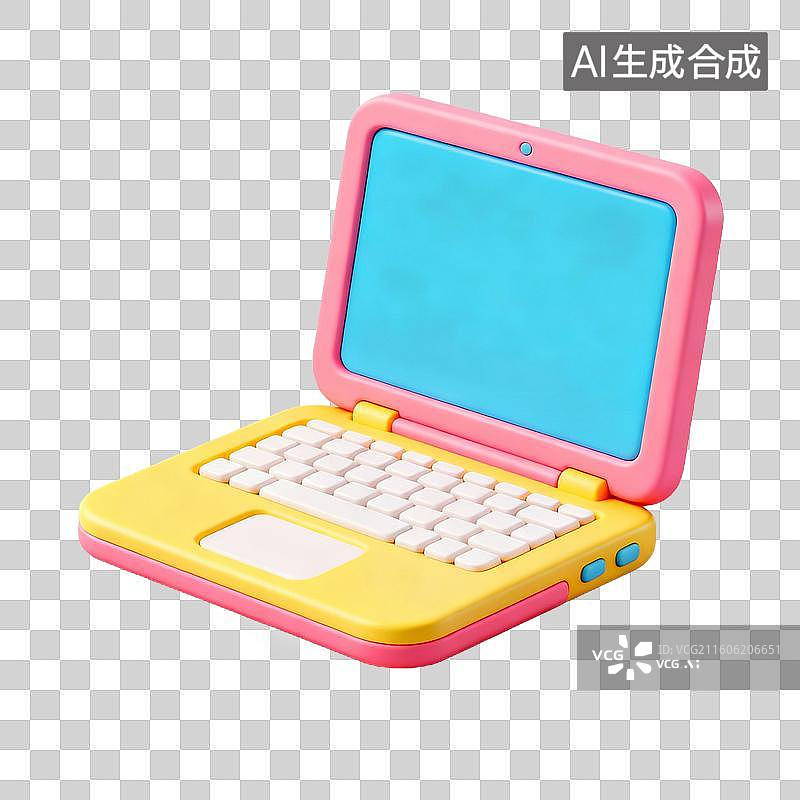 【AI数字艺术】3D拟物风格教育器具用品元素笔记本电脑图片素材