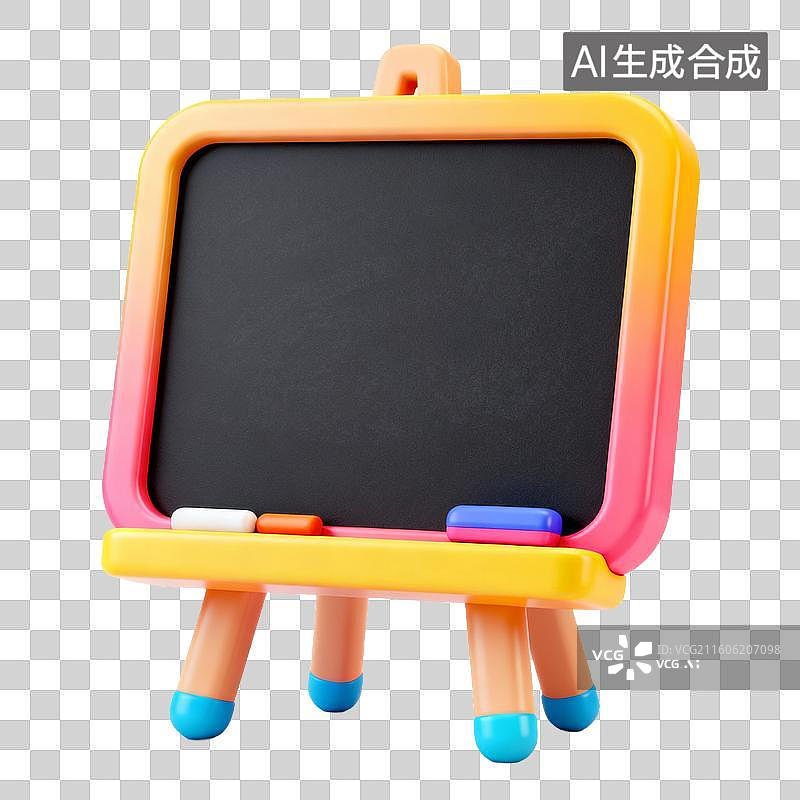 【AI数字艺术】3D拟物风格教育器具用品元素黑板黑板擦图片素材