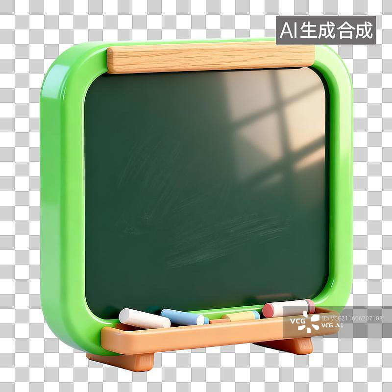 【AI数字艺术】3D拟物风格教育器具用品元素黑板黑板擦图片素材