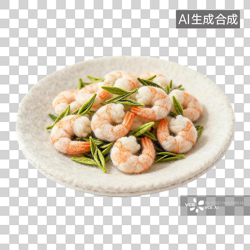 【AI数字艺术】可爱温馨毛毡风格年夜饭美食元素图片素材