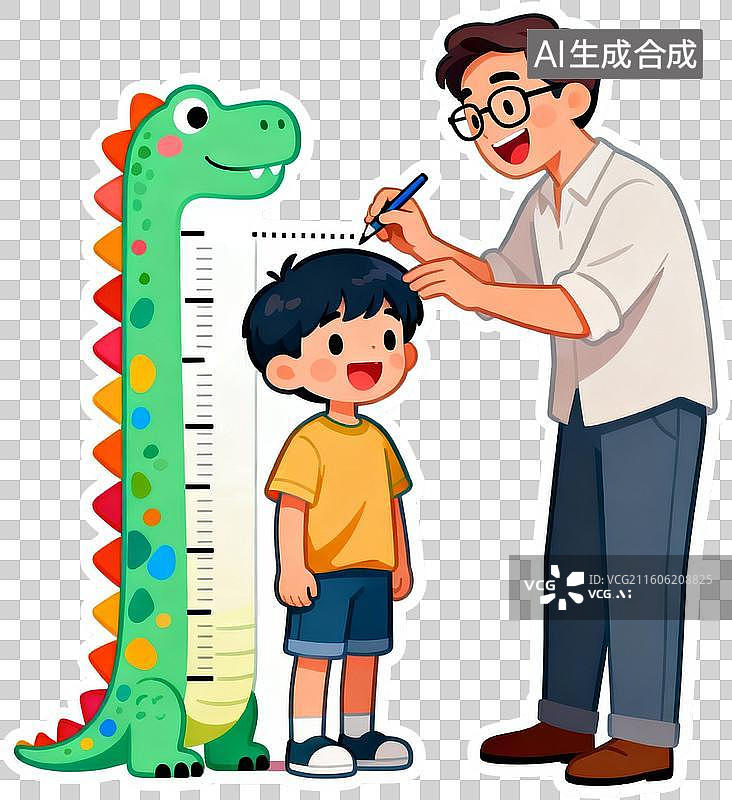 【AI数字艺术】扁平卡通插画人物父亲节爸爸和孩子开心的玩耍快乐亲子时光插画元素免抠图形图片素材