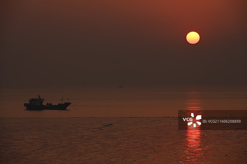 浙江省嘉兴市海盐县观海园日出图片素材