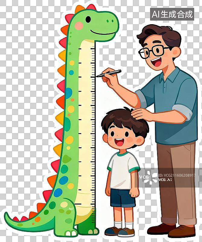 【AI数字艺术】扁平卡通插画人物父亲节爸爸和孩子开心的玩耍快乐亲子时光插画元素免抠图形图片素材