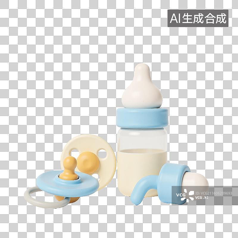 【AI数字艺术】3d粘土母婴亲子奶粉瓶元素图片素材