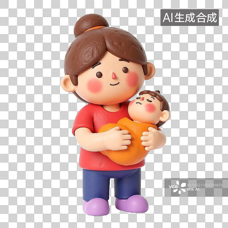 【AI数字艺术】3d粘土母婴亲子陪伴元素图片素材