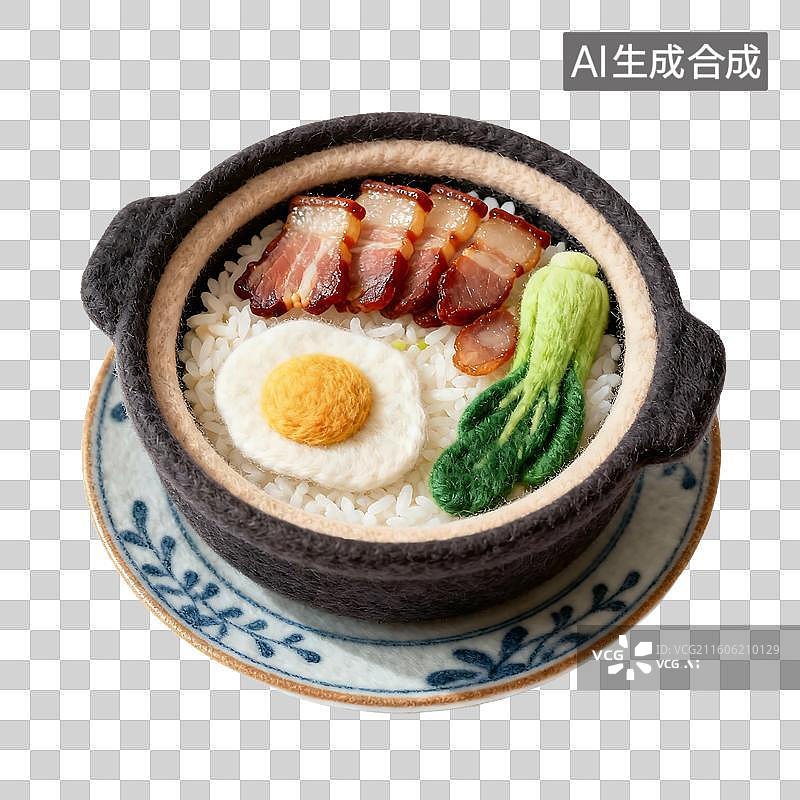 【AI数字艺术】可爱温馨毛毡风格年夜饭美食元素图片素材