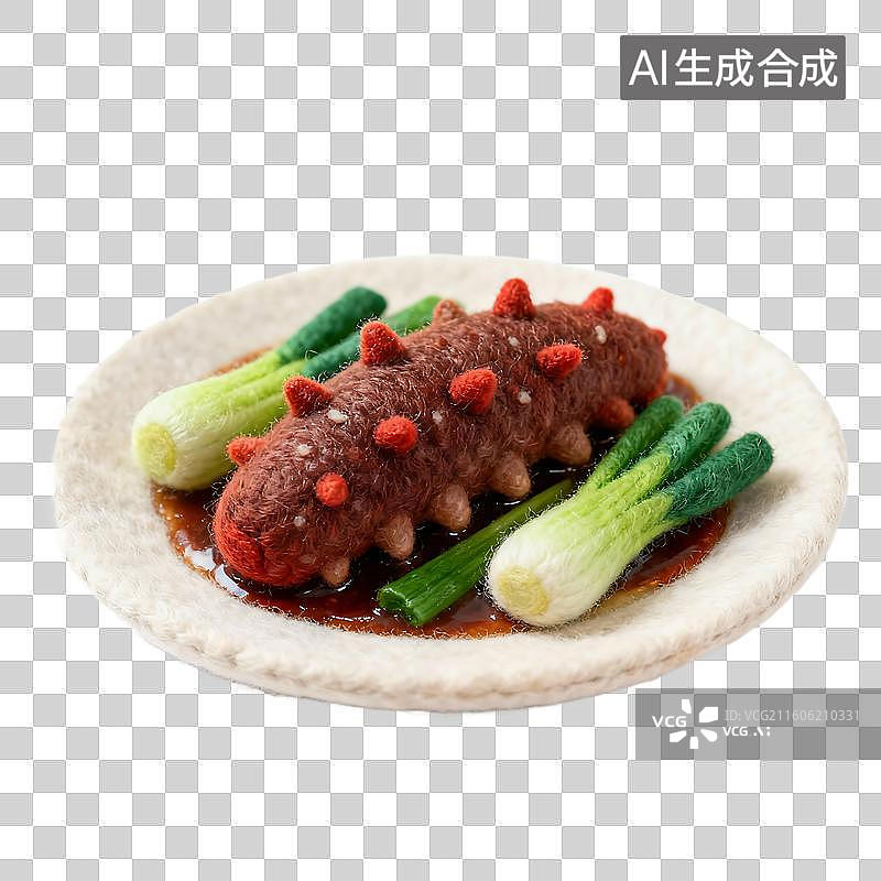 【AI数字艺术】可爱温馨毛毡风格年夜饭美食元素图片素材