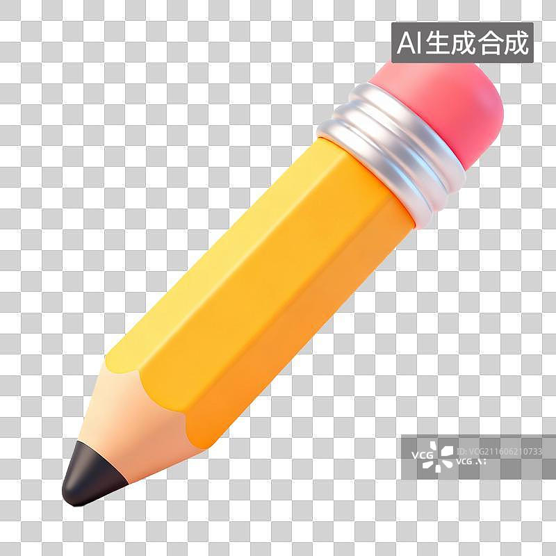 【AI数字艺术】3D拟物风格教育器具用品元素铅笔图片素材
