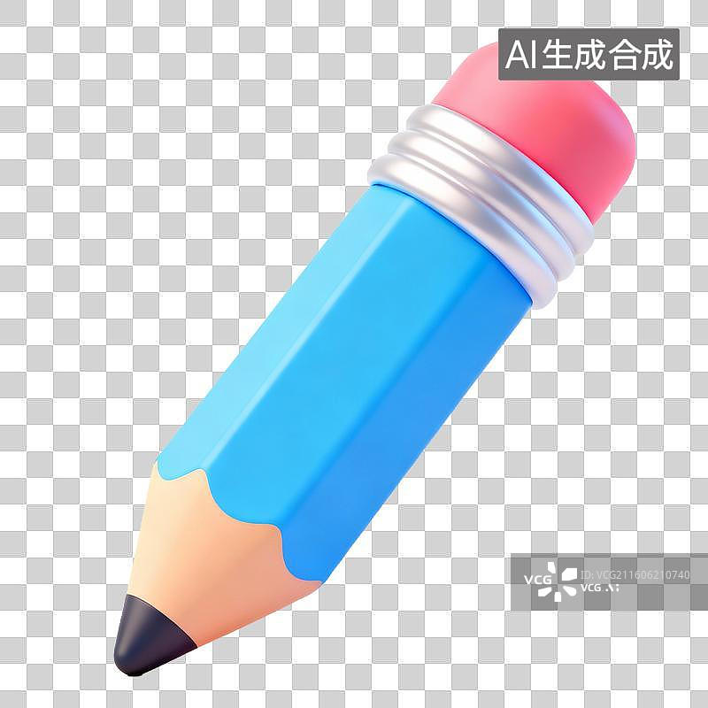 【AI数字艺术】3D拟物风格教育器具用品元素铅笔图片素材