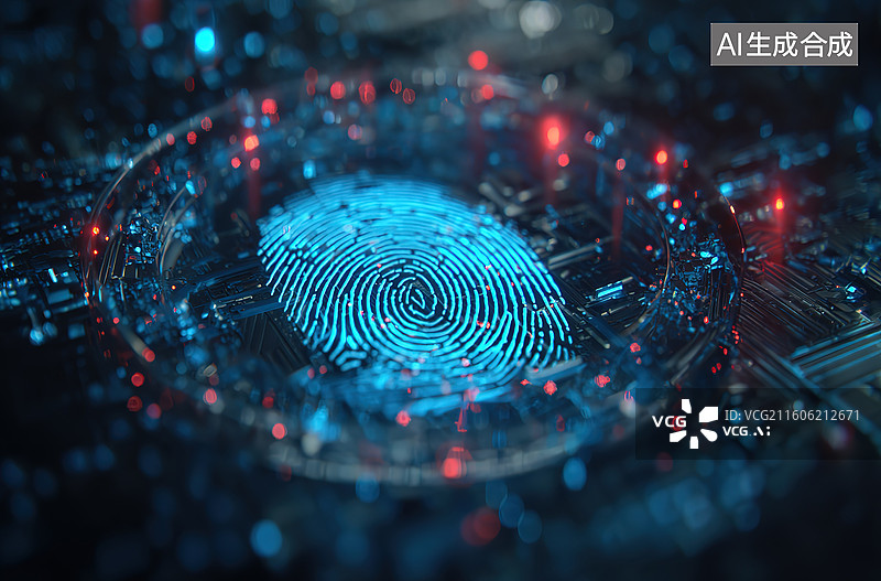 【AI数字艺术】指纹识别科技界面图片素材