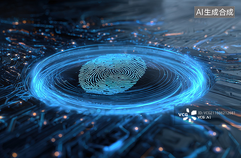 【AI数字艺术】指纹识别科技界面图片素材