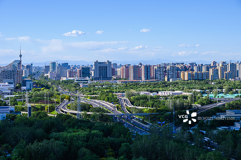北京丽泽桥夏季城市天际线建筑风景图片素材