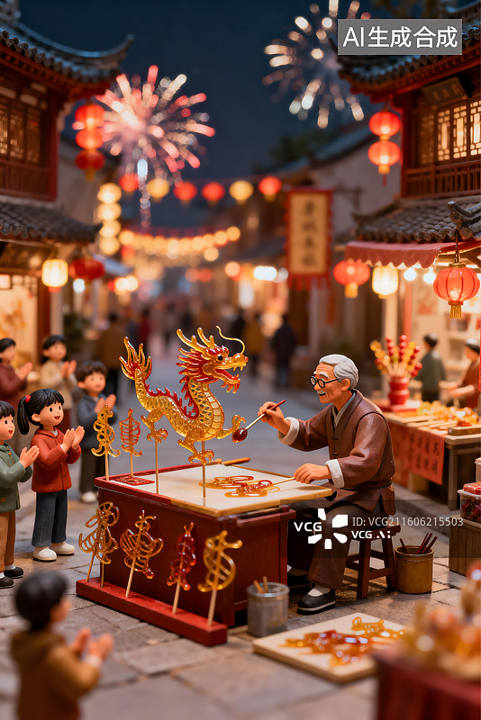 【AI数字艺术】非遗糖画微缩景观图片素材