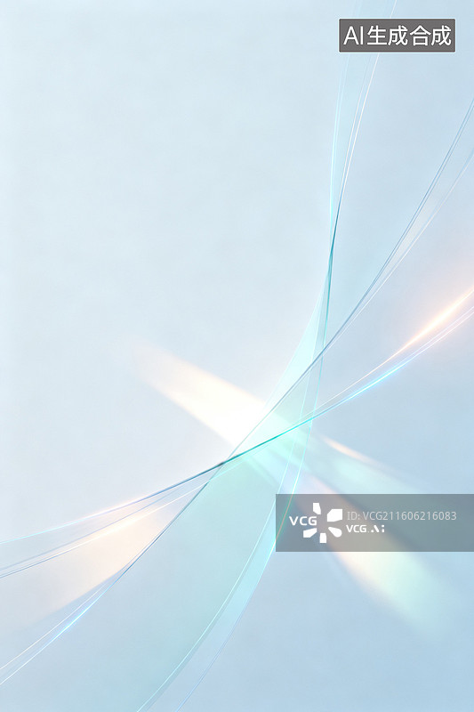 【AI数字艺术】淡绿色渐变波浪背景插画图片素材