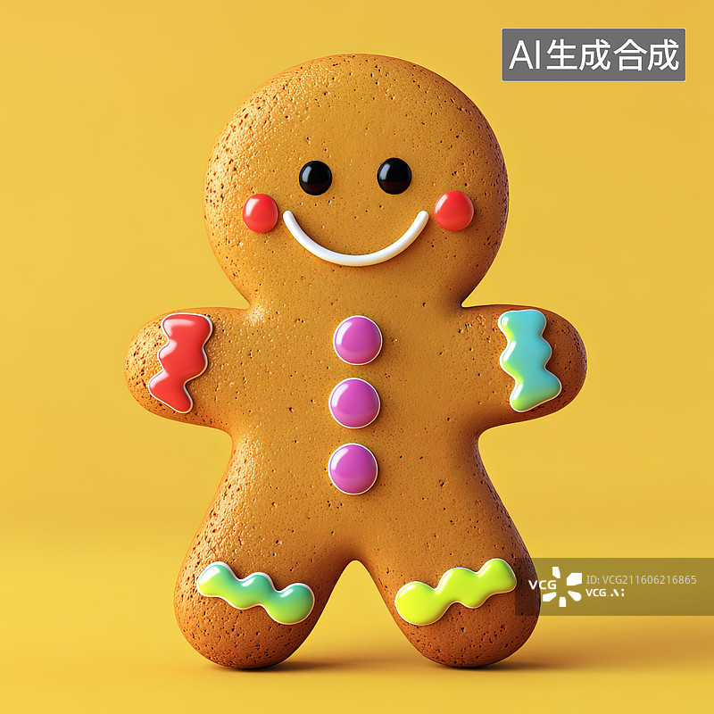 【AI数字艺术】姜饼人饼干特写图片素材