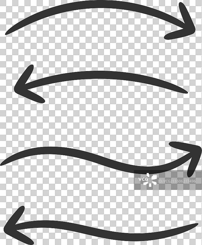 箭头曲线图标集合，孤立的图片素材