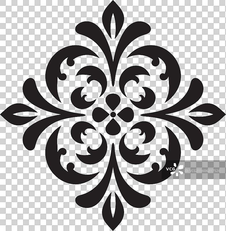 优雅的漩涡黑色装饰图标，华丽图片素材