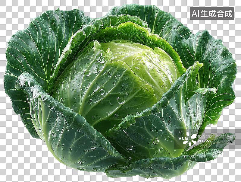 【AI数字艺术】一颗绿色包菜PNG格式的免扣元素图片素材