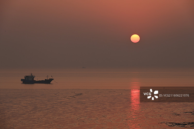 浙江省嘉兴市海盐县观海园日出图片素材