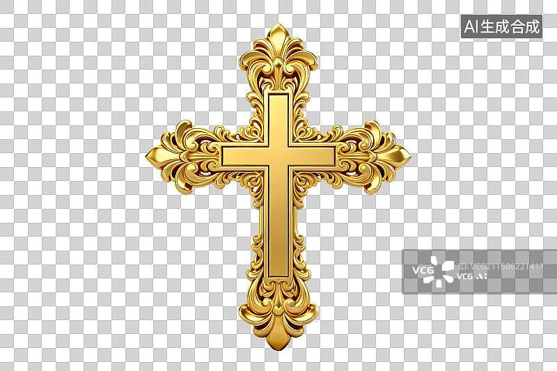 【AI数字艺术】华丽金色装饰性十字架图片素材
