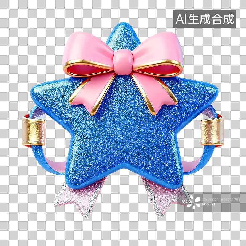 【AI数字艺术】闪亮蓝色星星造型配饰图片素材