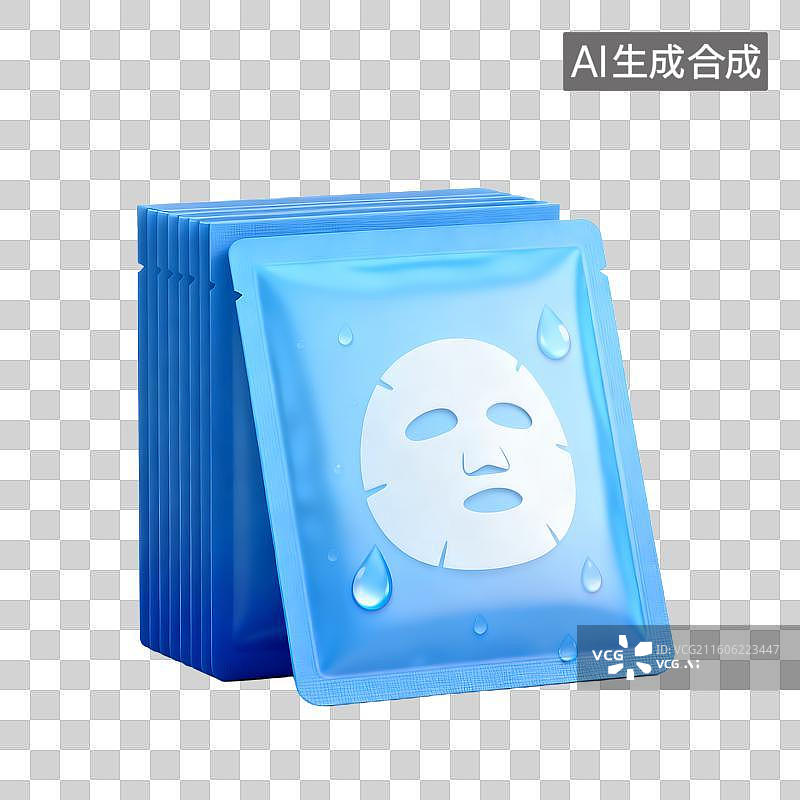 【AI数字艺术】蓝色保湿面膜片图片素材