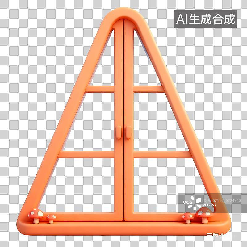 【AI数字艺术】橙色三角形带蘑菇装饰框架图片素材