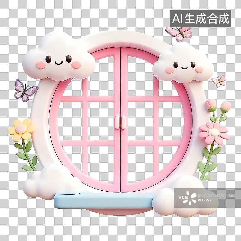 【AI数字艺术】可爱圆形带装饰门窗图片素材