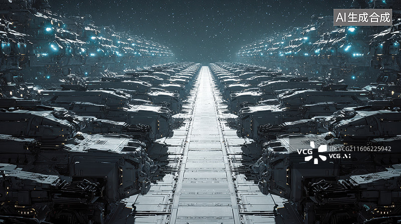 【AI数字艺术】未来科技基地内部通道图片素材