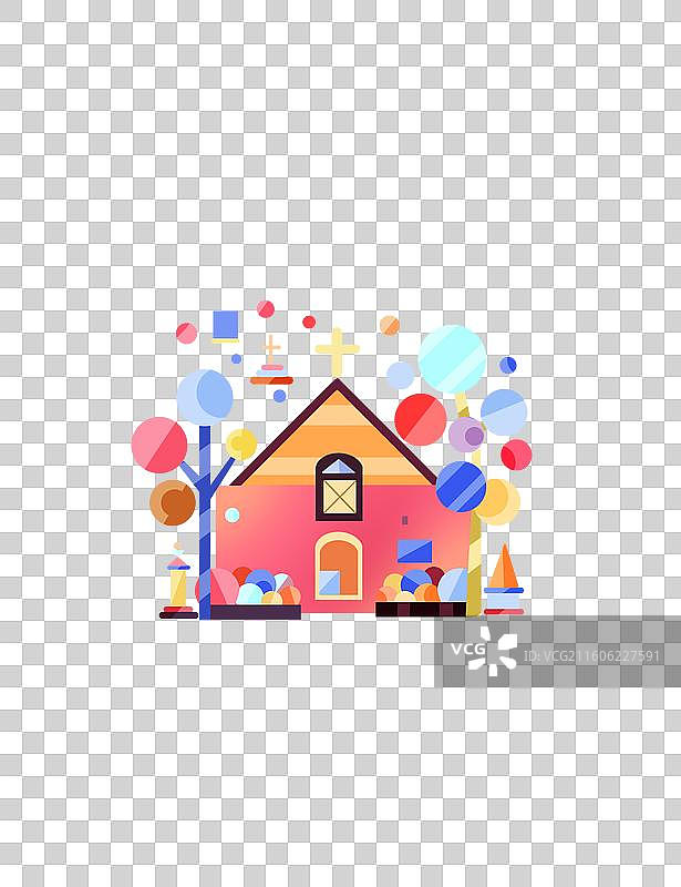 多巴胺彩色小房子图片素材