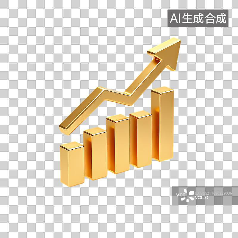 【AI数字艺术】金色柱状图显示增长趋势图片素材