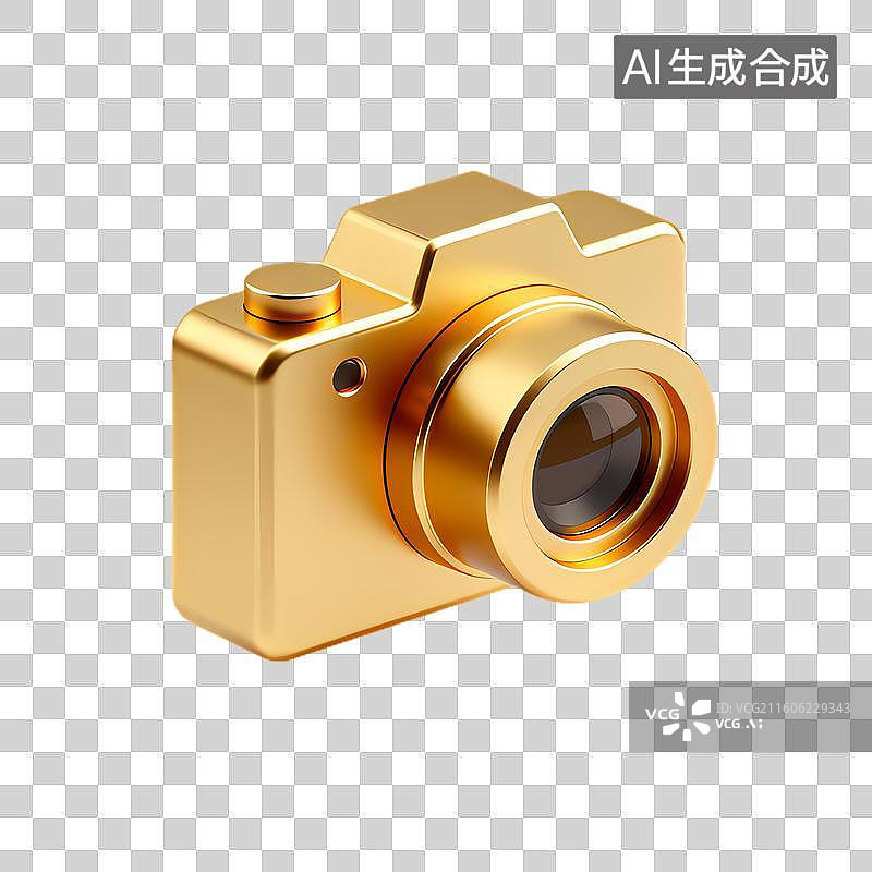 【AI数字艺术】金色的小型相机图片素材
