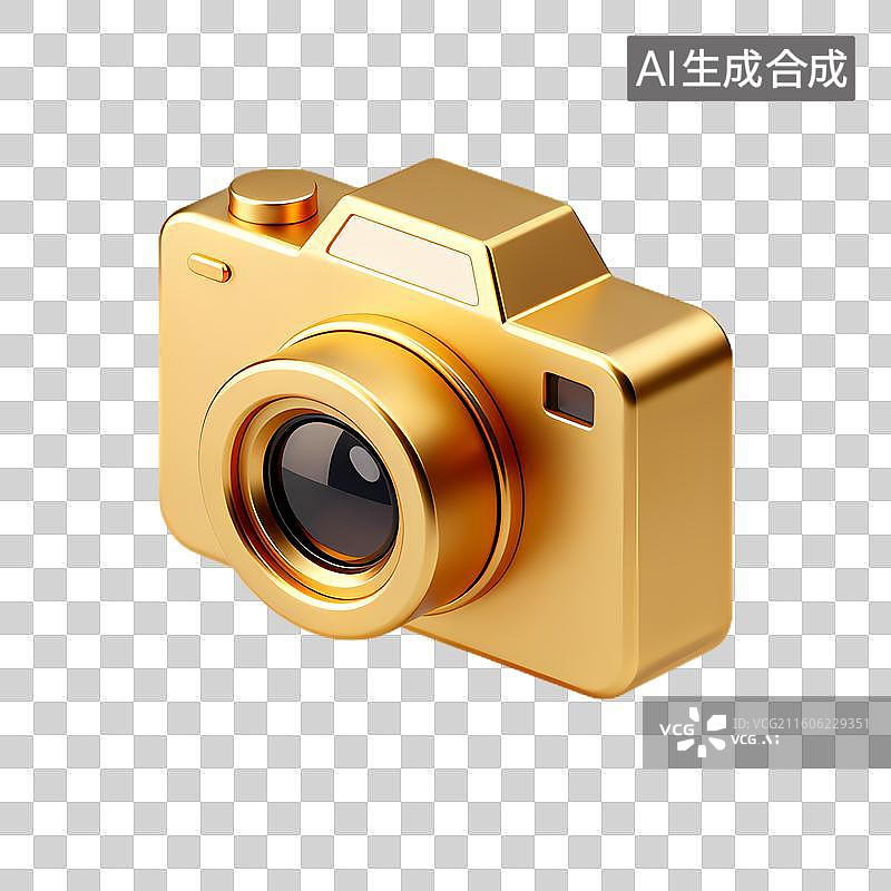 【AI数字艺术】金色金属质感相机模型图片素材